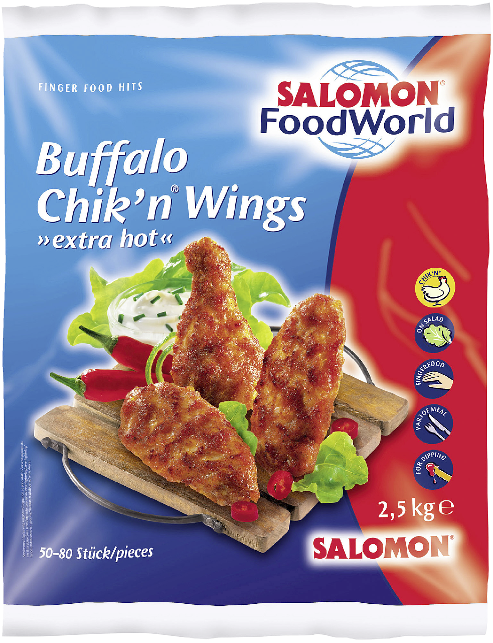 SALOMON FoodWorld Buffalo Chik'n® Wings extra hot - 2,50 kg Packung
