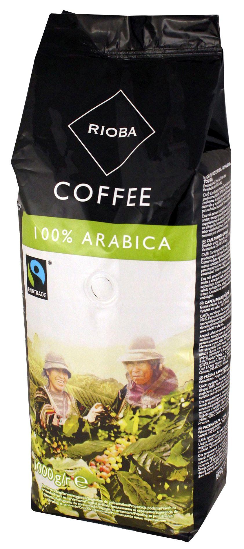 RIOBA Coffee Beans Fairtrade Arabica ganze Bohnen 1 kg Beutel