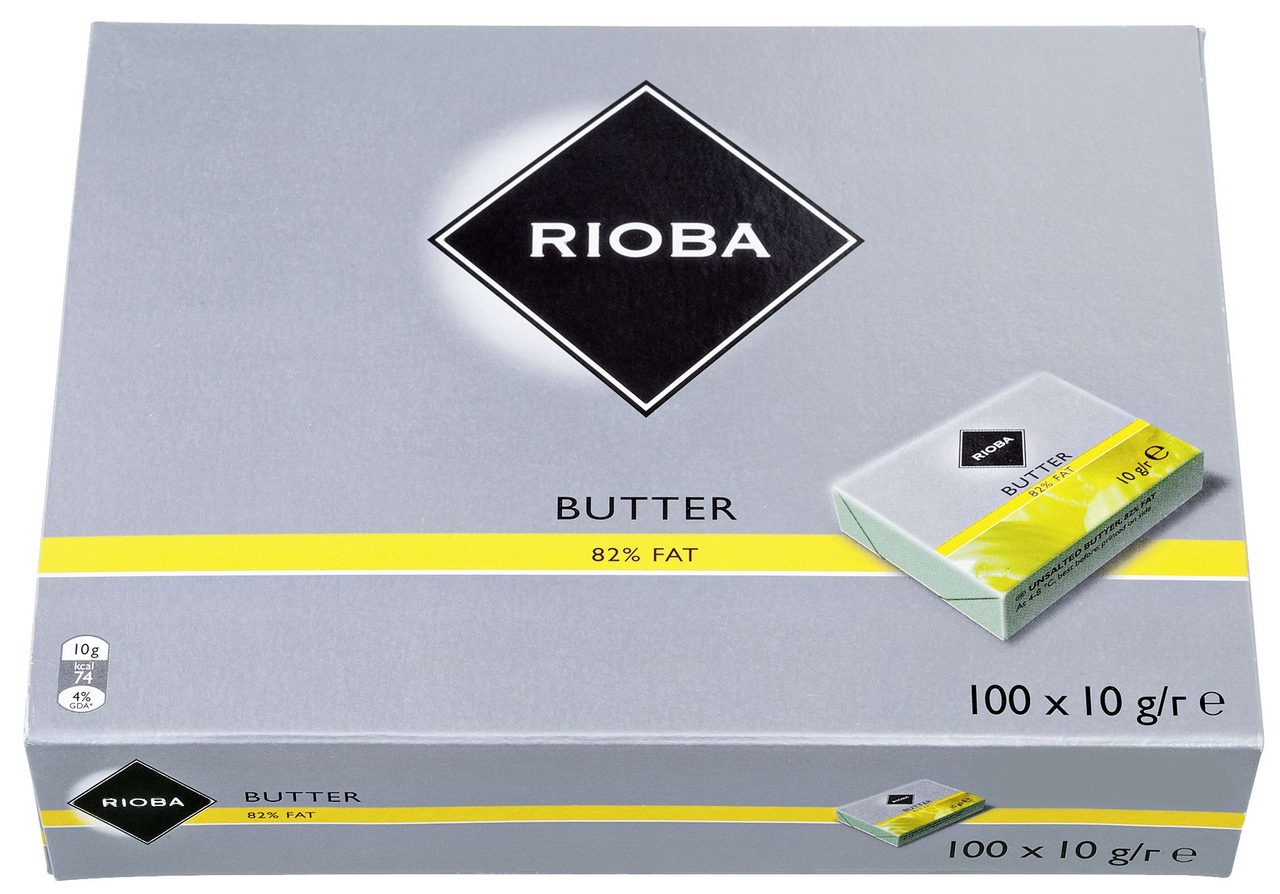 RIOBA Butter Einzelportionen 82 % Fett, 100 Stück à 10 g - 1 kg Karton