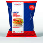 SALOMON FoodWorld Crunchy Chik'n Burger tiefgefroren, gegart, paniert mit knackigen Flakes ca. 135 g Stücke - 1,5 kg Beutel
