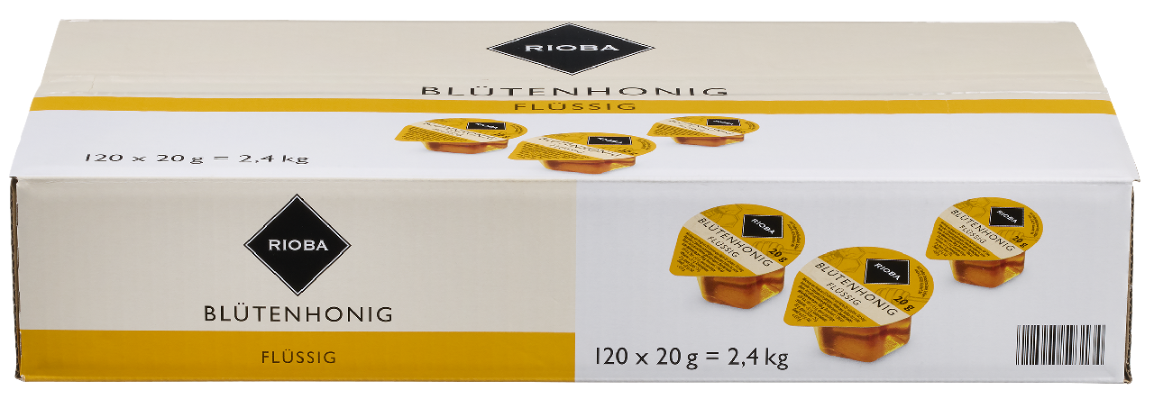 RIOBA Honig flüssig, 120 Einzelportionen à 20 g - 2,4 kg Karton