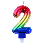 Heyne Geburtstagskerze metallischer Regenbogen Zahl 2