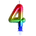 Heyne Geburtstagskerze metallischer Regenbogen Zahl 4