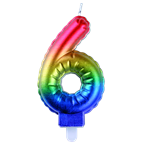 Heyne Geburtstagskerze metallischer Regenbogen Zahl 6