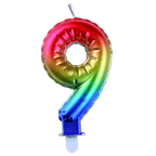 Heyne Geburtstagskerze metallischer Regenbogen Zahl 9