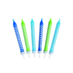 Heyne Geburtstagskerzen mit Halter Blau/Hellblau/Grün 7,5 cm 6 Stück