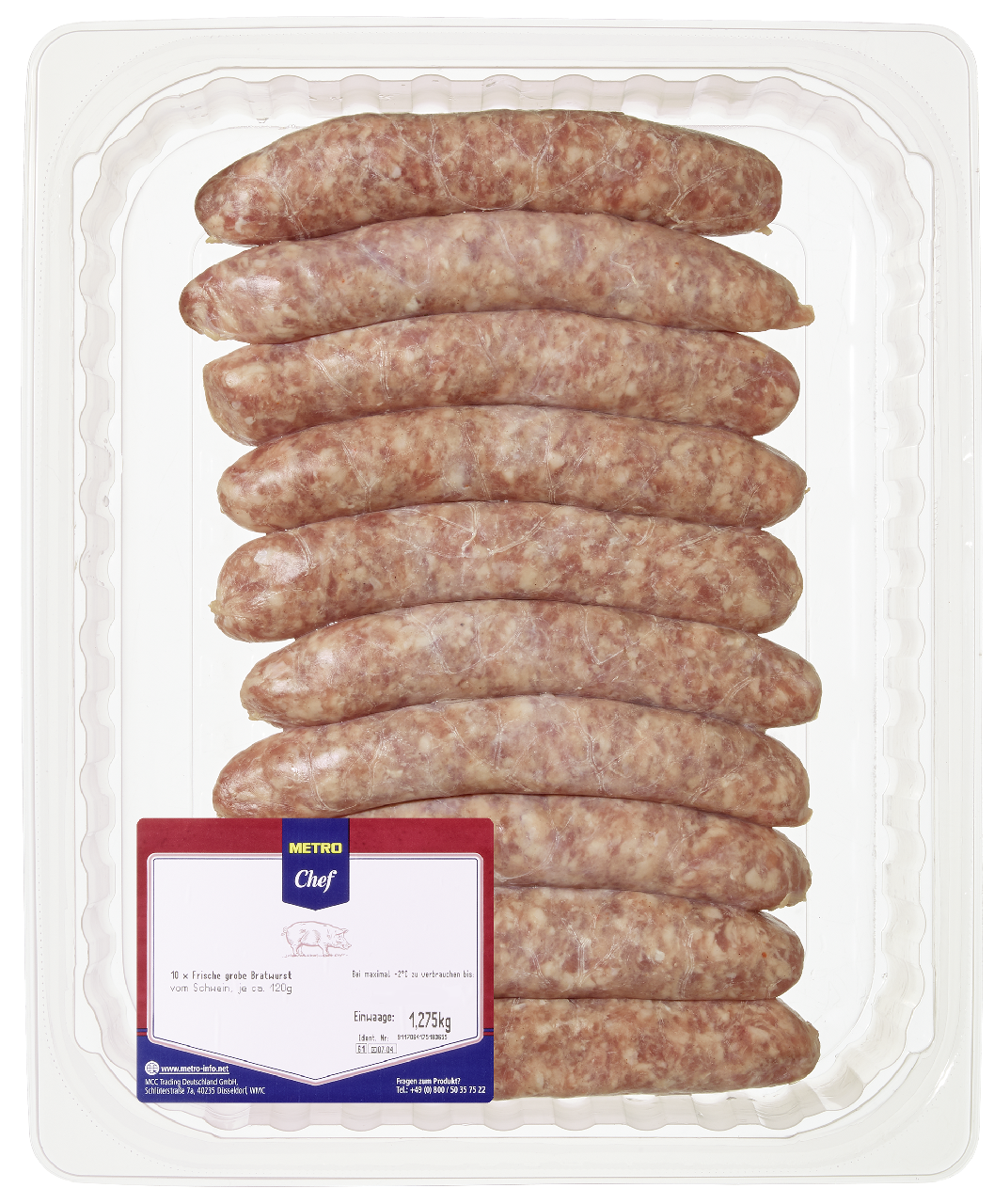 METRO Chef QS Grobe Bratwurst 10 Stück à ca. 120 g - je kg