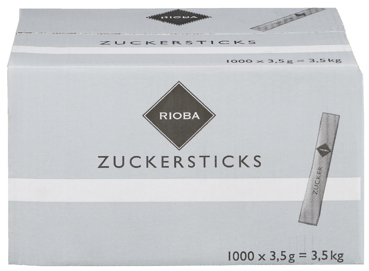 RIOBA Zuckersticks Einzelportionen 1000 Stück à 3,5 g - 3,5 kg Karton