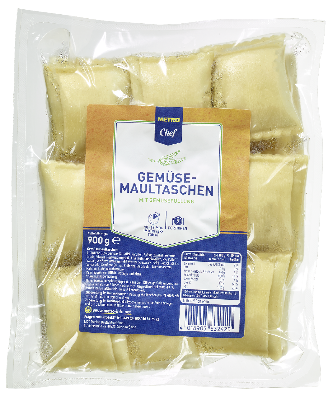 METRO Chef Gemüse Maultaschen - 900 g Beutel