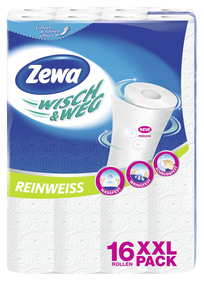 Zewa Wisch & Weg Reinweiß 2 lagig 16 Rollen à 45 Blatt