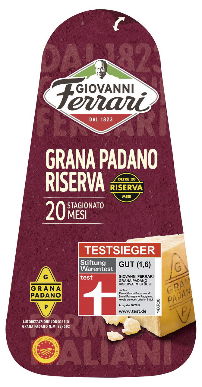 Ferrari Grana Padano Riserva 40 % Fett in Tr. 20 Monate laktosefrei glutenfrei - 150 g Schale