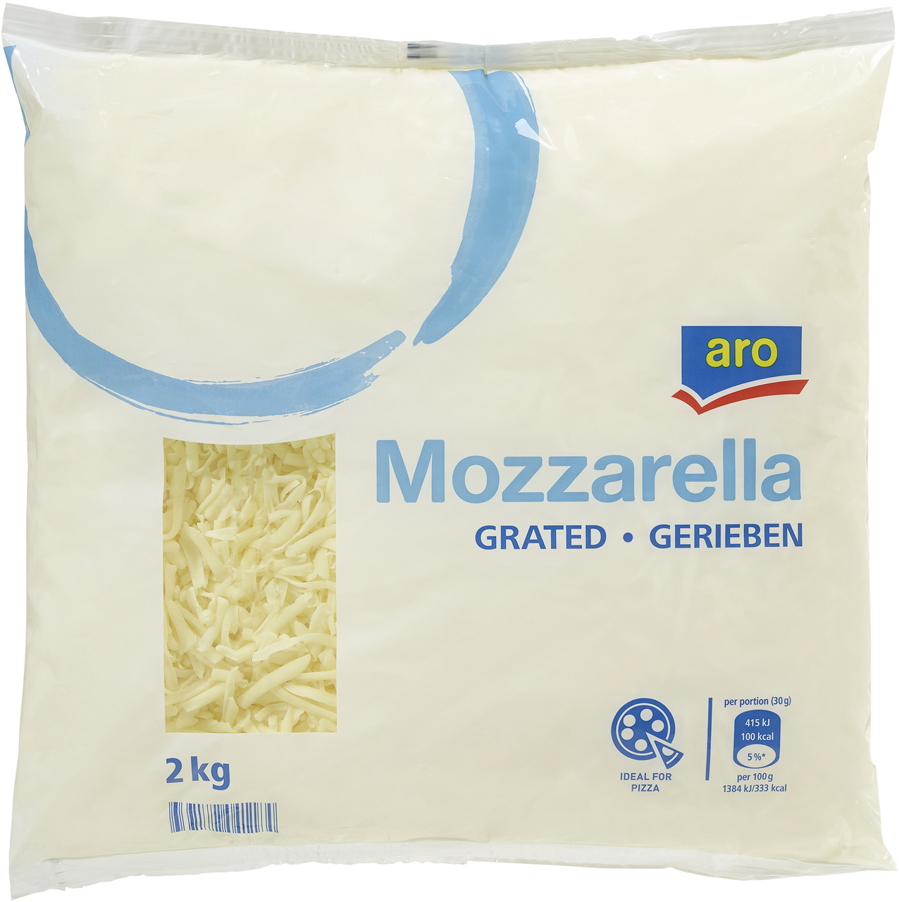 aro Mozzarella gerieben 45 % Fett i. Tr. - 2 kg Beutel