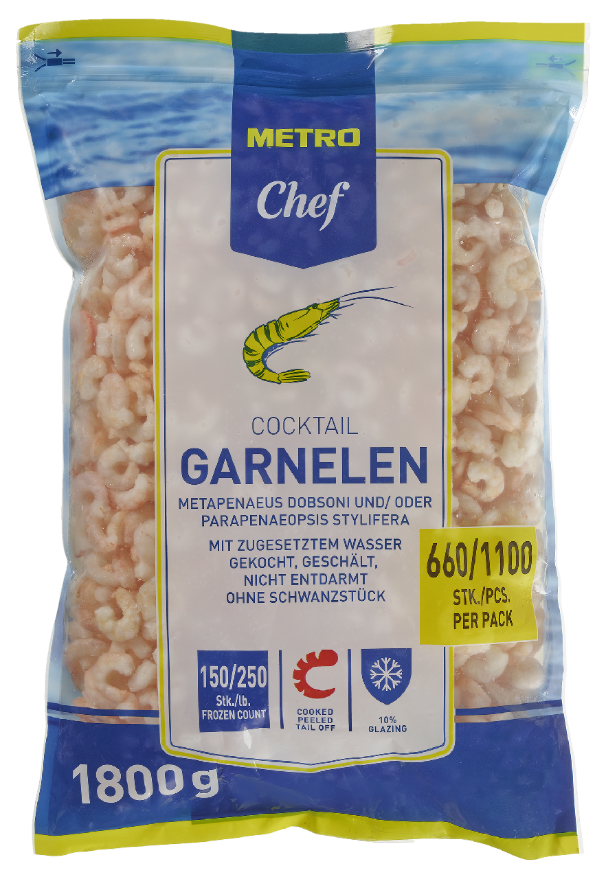 METRO Chef Cocktailgarnelen mit Glasur tiefgefroren - 1,8 kg Beutel