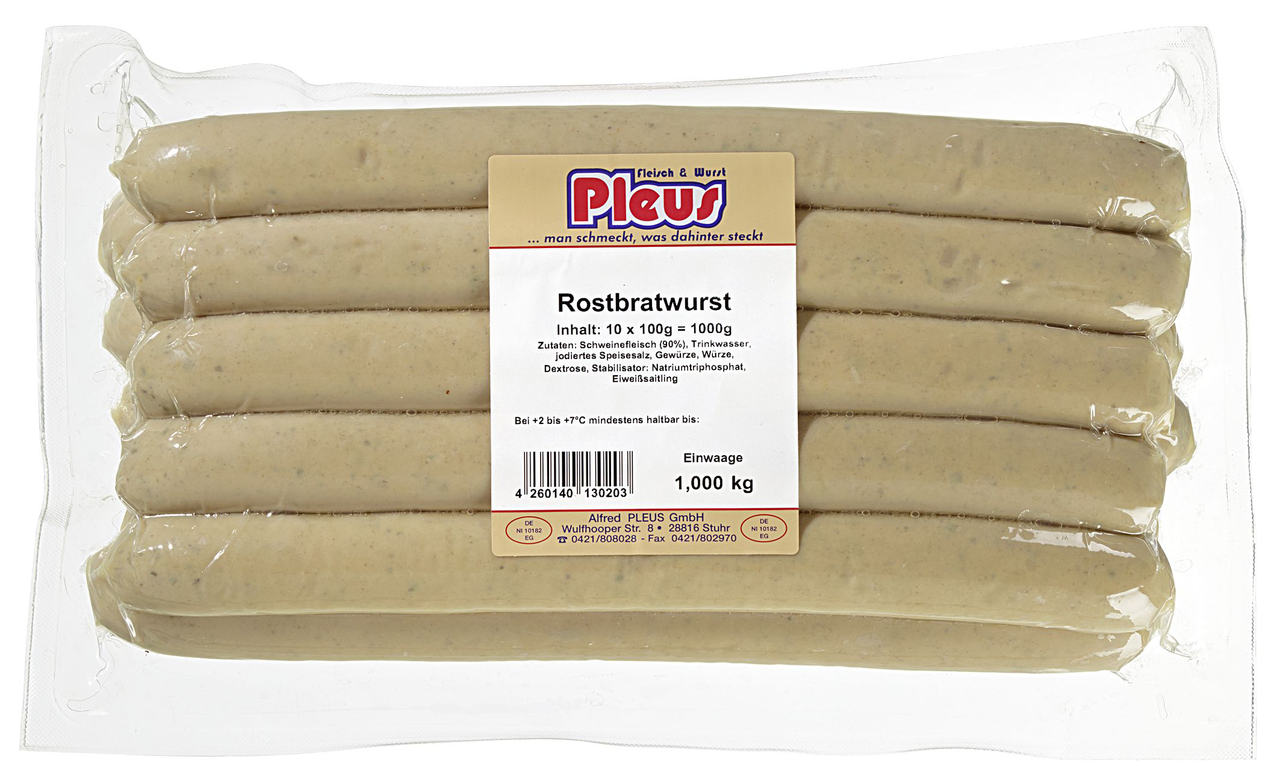 Pleus Rostbratwurst 10 Stück à 100 g - 1 kg Packung