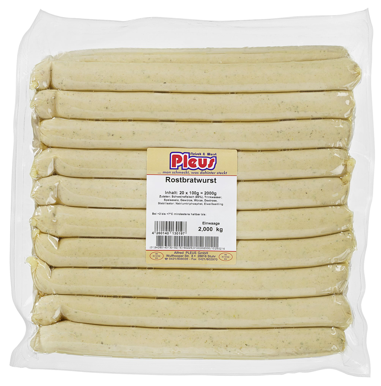 Pleus Rostbratwurst 20 Stück à 100 g - 2 kg Packung
