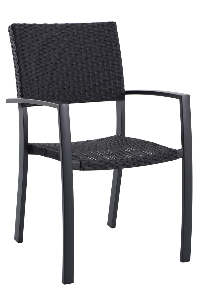 METRO PROFESSIONAL Armstuhl Black 4 Lines Alu / Rattan (PE)