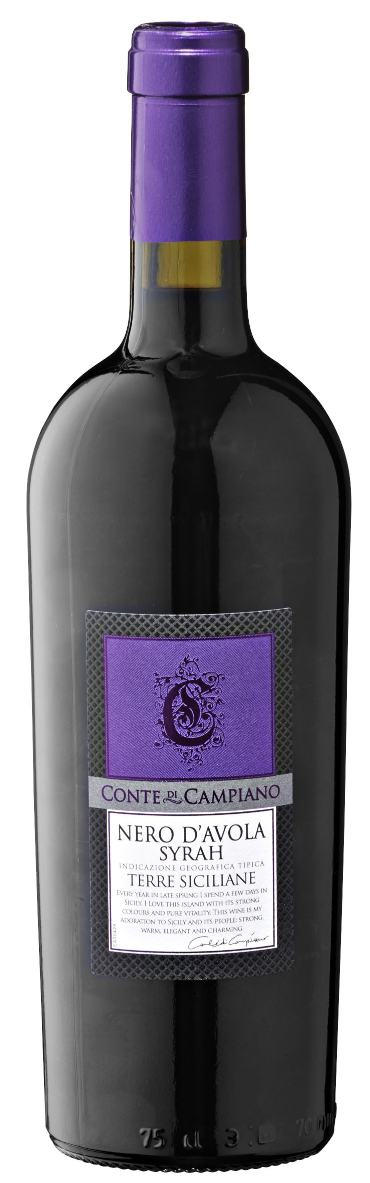CONTE DI CAMPIANO Nero D`Avola Syrah IGT Rotwein halbtrocken - 750 ml Flasche