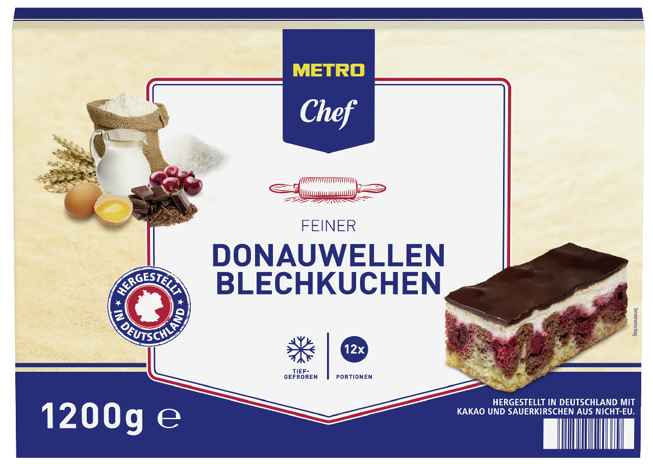 METRO Chef Donauwellen Blechkuchen tiefgefroren 12 Portionen - 1,2 kg Packung