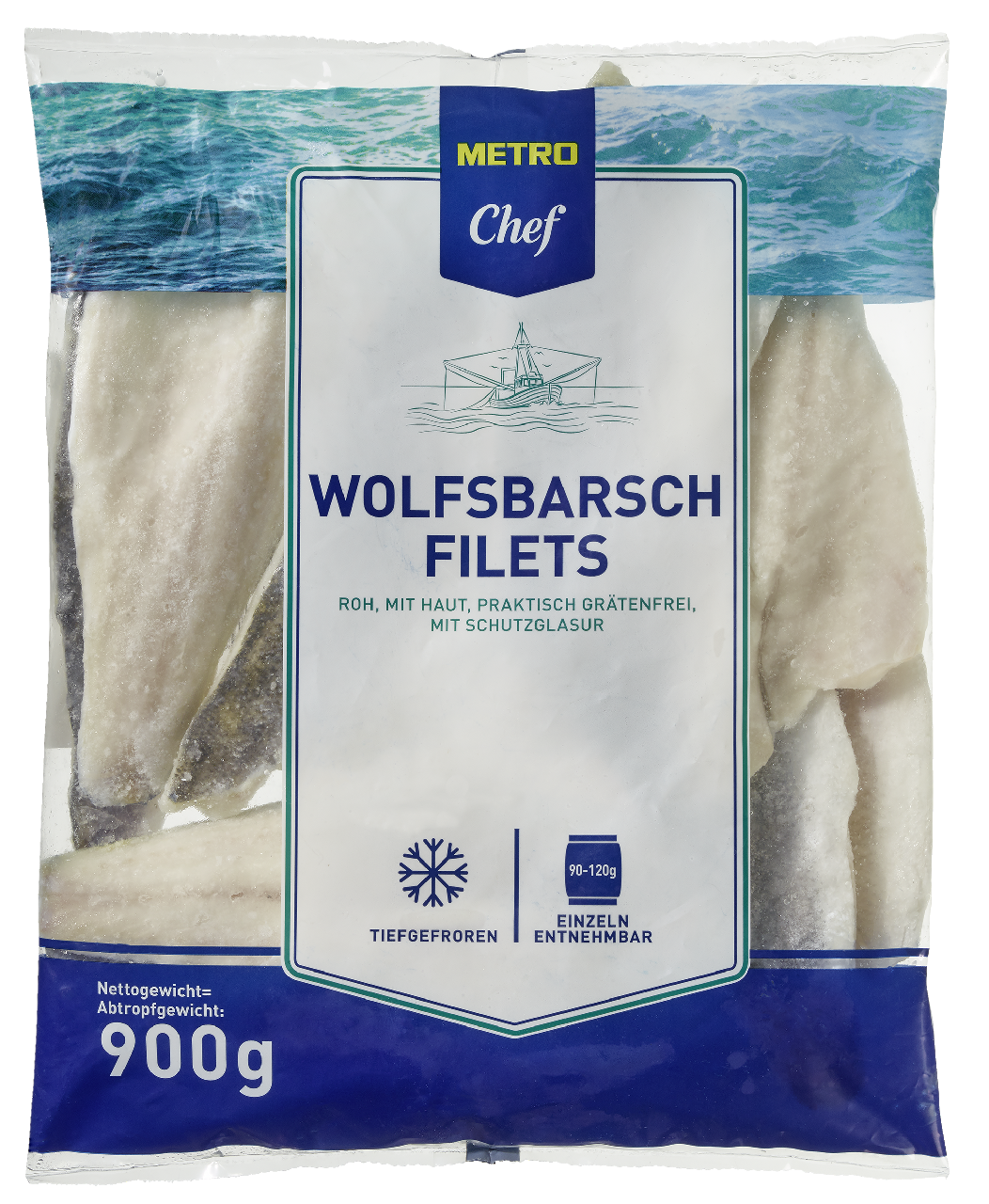 METRO Chef Wolfsbarschfilet tiefgefroren - 900 g Beutel