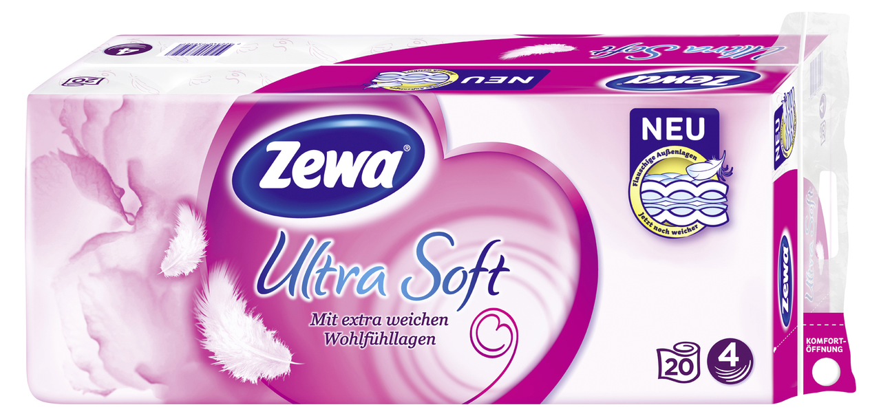 Zewa ultra Clean Toilettenpapier 4 lagig 135 Blatt extra weich  Klopapier 