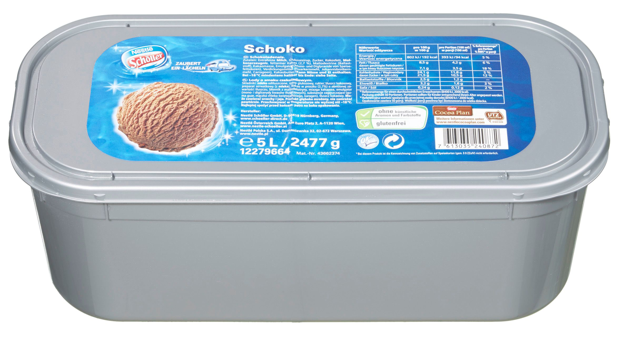 Schöller Eiscreme Schokolade tiefgefroren - 5 l Packung