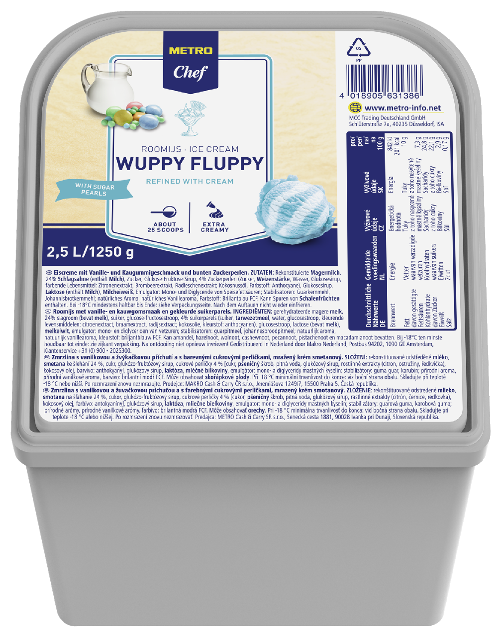 METRO Chef Eiscreme Wuppy Fluppy tiefgefroren - 2,5 l Kanne