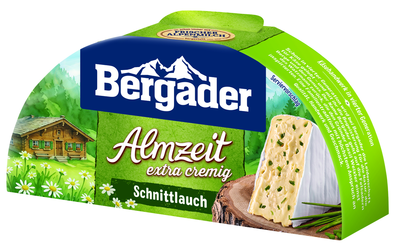 Bergader Almzeit Schnittlauch 72 % Fett i.Tr. - 6 x 175 g Karton