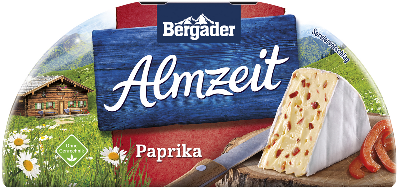 Bergader Almzeit Paprika 72 % Fett i.Tr. gekühlt - 6 x 175 g Stück