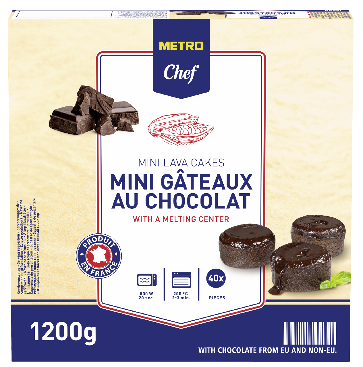 METRO Chef Mini Chocolate Cakes tiefgefroren 40 Stück à 30 g - 1,2 kg Packung