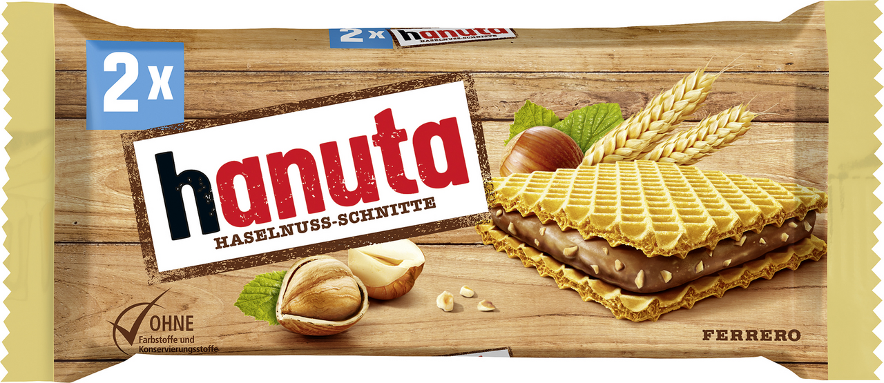 hanuta Einzelportionen Haselnuss Schnitte, 2er - 18 x 44 g Riegel