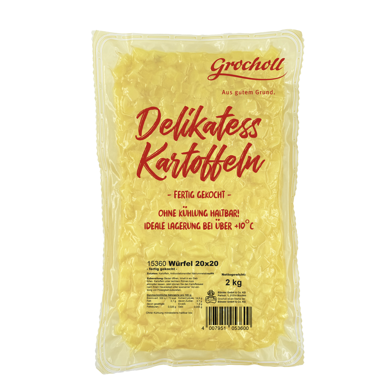 Grocholl Delikatess Kartoffeln Würfel groß 20 x 20 mm - 2 kg Beutel