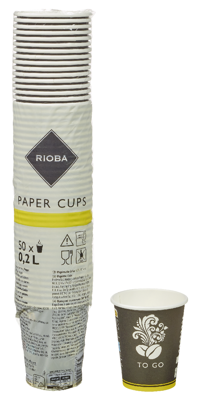 RIOBA Becher To-go 200 ml Schwarz 50 Stück