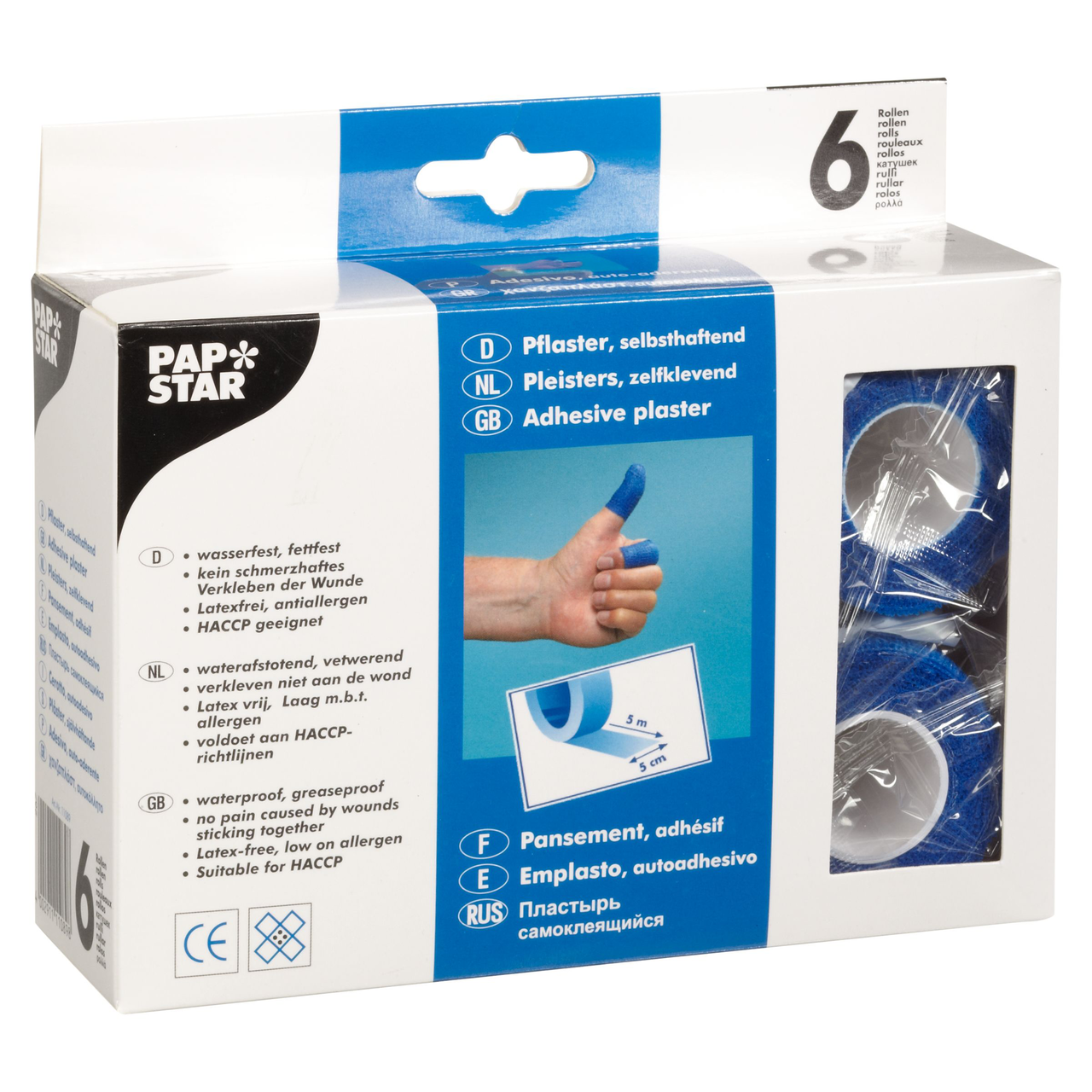 PAPSTAR Pflaster Blau 5 m - 6 Rollen