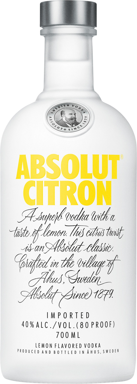 Absolut Citron Vodka 40 % Vol. mit Zitrusgeschmack - 700 ml Flasche