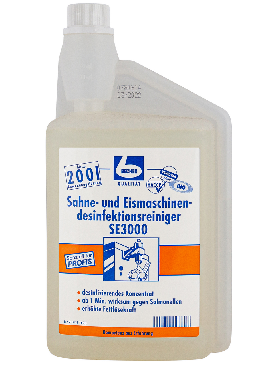 BECHER Sahne- und Eismaschinendesinfektionsreiniger SE3000 flüssig - 1 l Karton