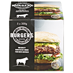 Australische Rindfleisch Burger tiefgefroren 5 Stück à 200 g - 1 kg Packung