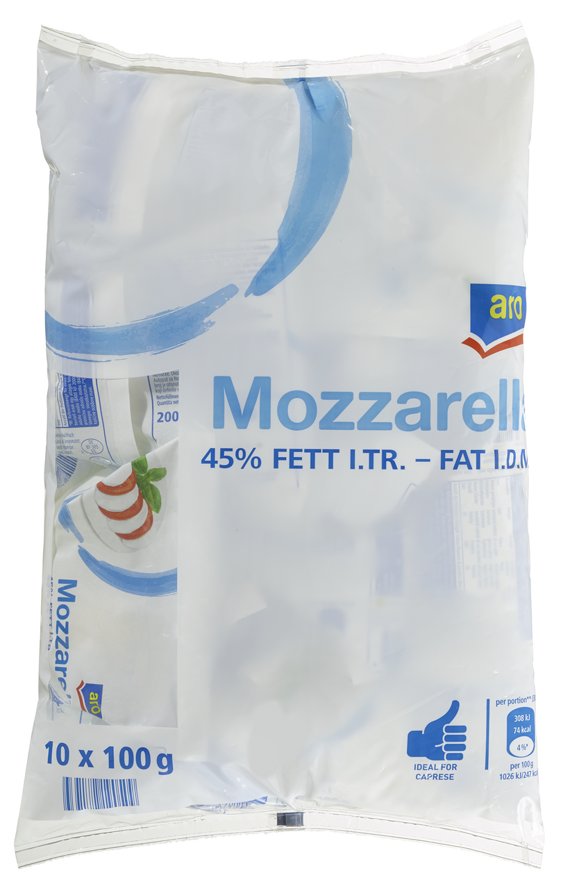 aro Mozzarella Multipack gekühlt ATG 10 Stück à 100 g - 2 kg Packung