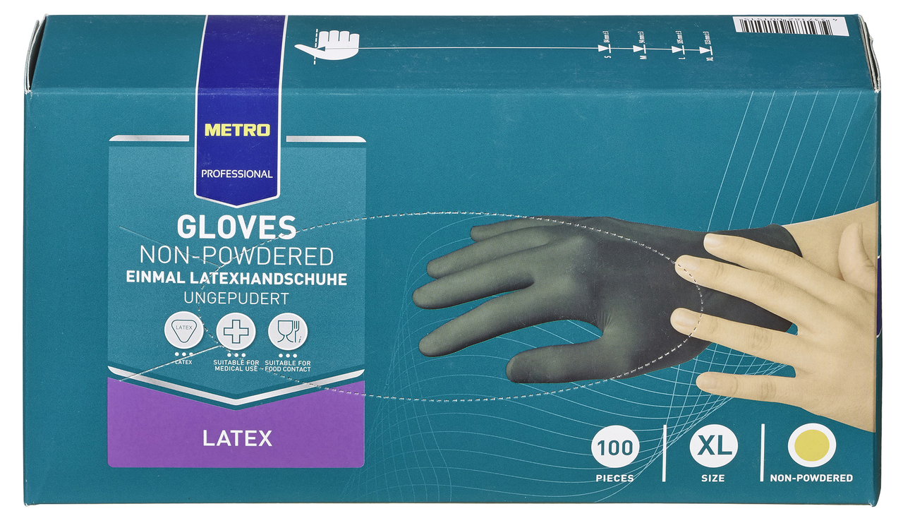 Einweghandschuhe Latex, ungepudert, Größe XL, 1 Paket