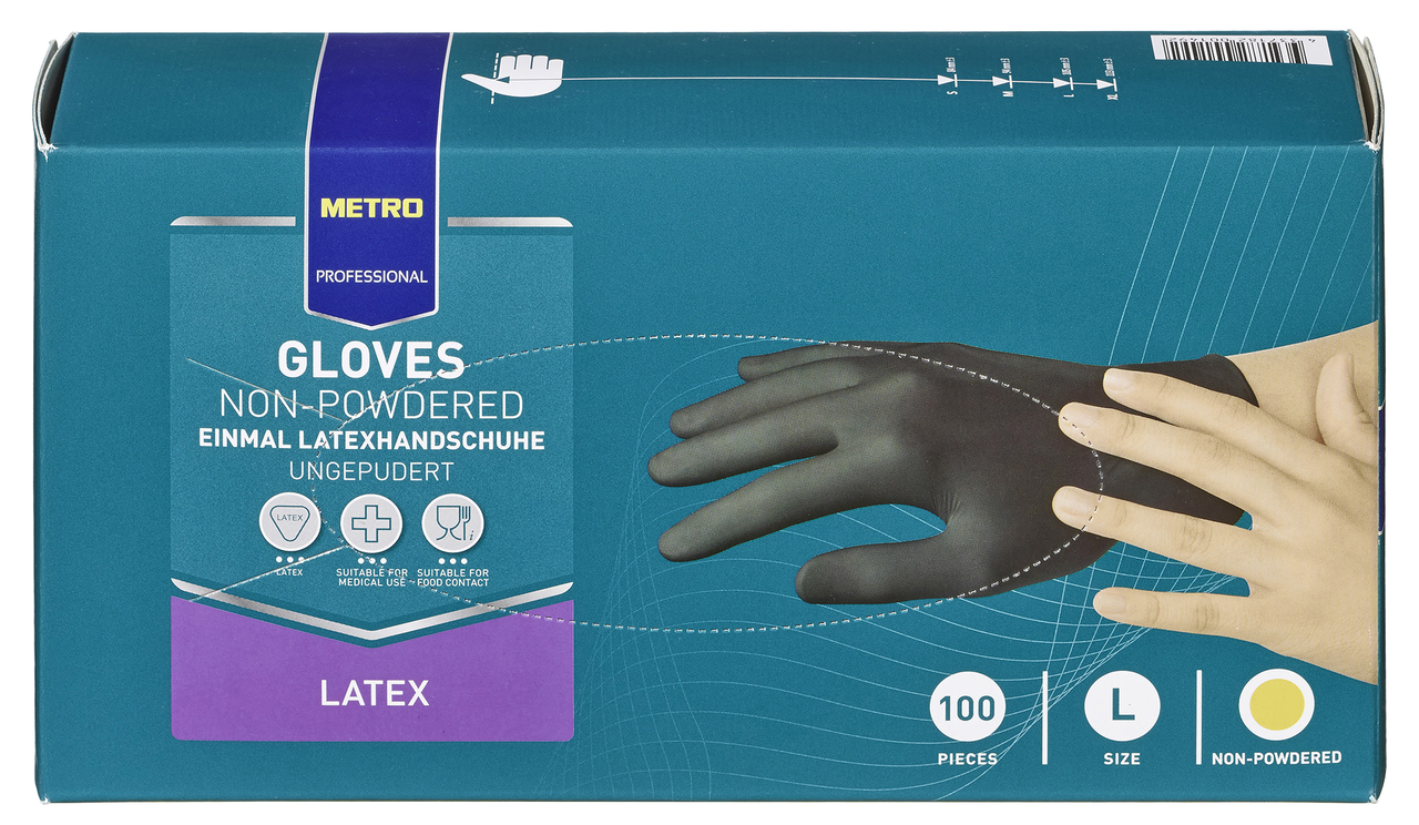 Einweghandschuhe, Latex, ungepudert, Größe L, 1 Paket