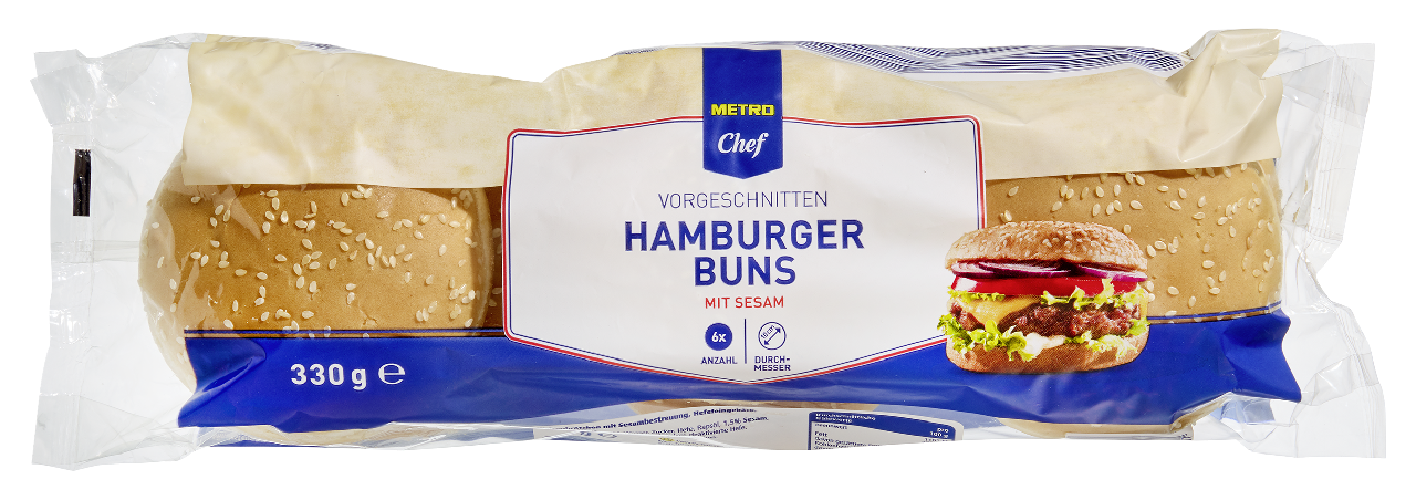 METRO Chef Hamburger Buns Sesam 6 Stück à 55 g - 330 g Beutel