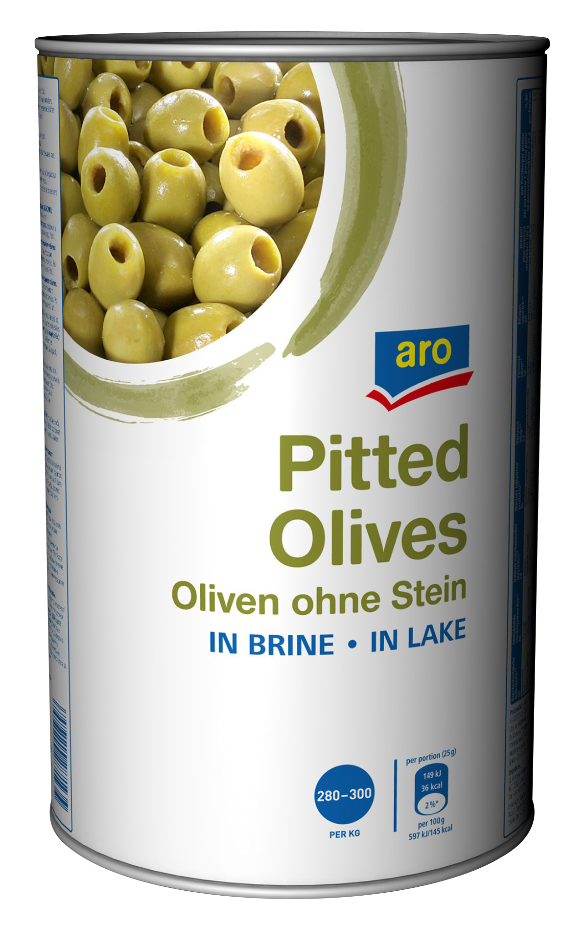 aro Grüne Oliven ohne Stein, ganz - 4,25 l Dose