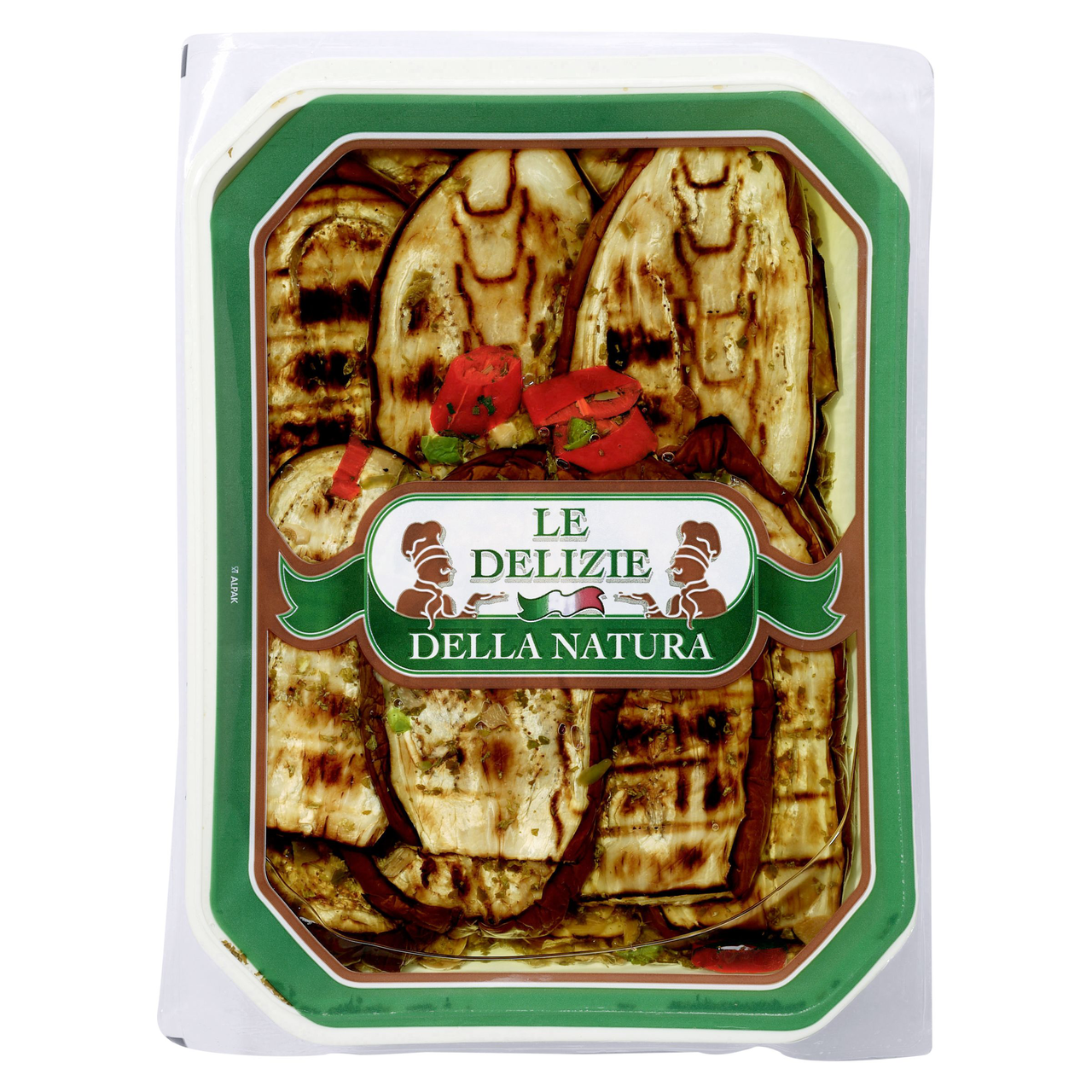 Le Delizie gegrillte Auberginen eingelegt in Sonnenblumenöl & Weinessig, zudem mit Gewürzen verfeinert 1 kg Packung