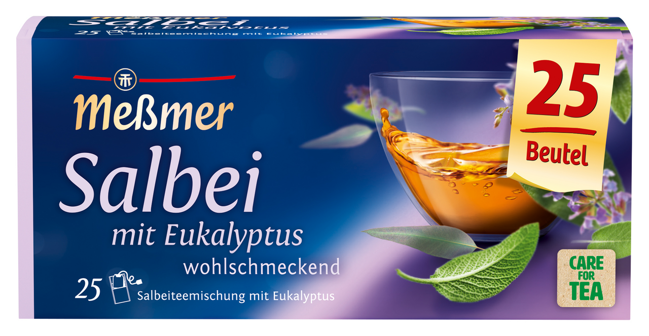 Meßmer Kräutertee Salbei-Mischung mit Eukalyptus, 25 Beutel - 44 g Faltschachtel