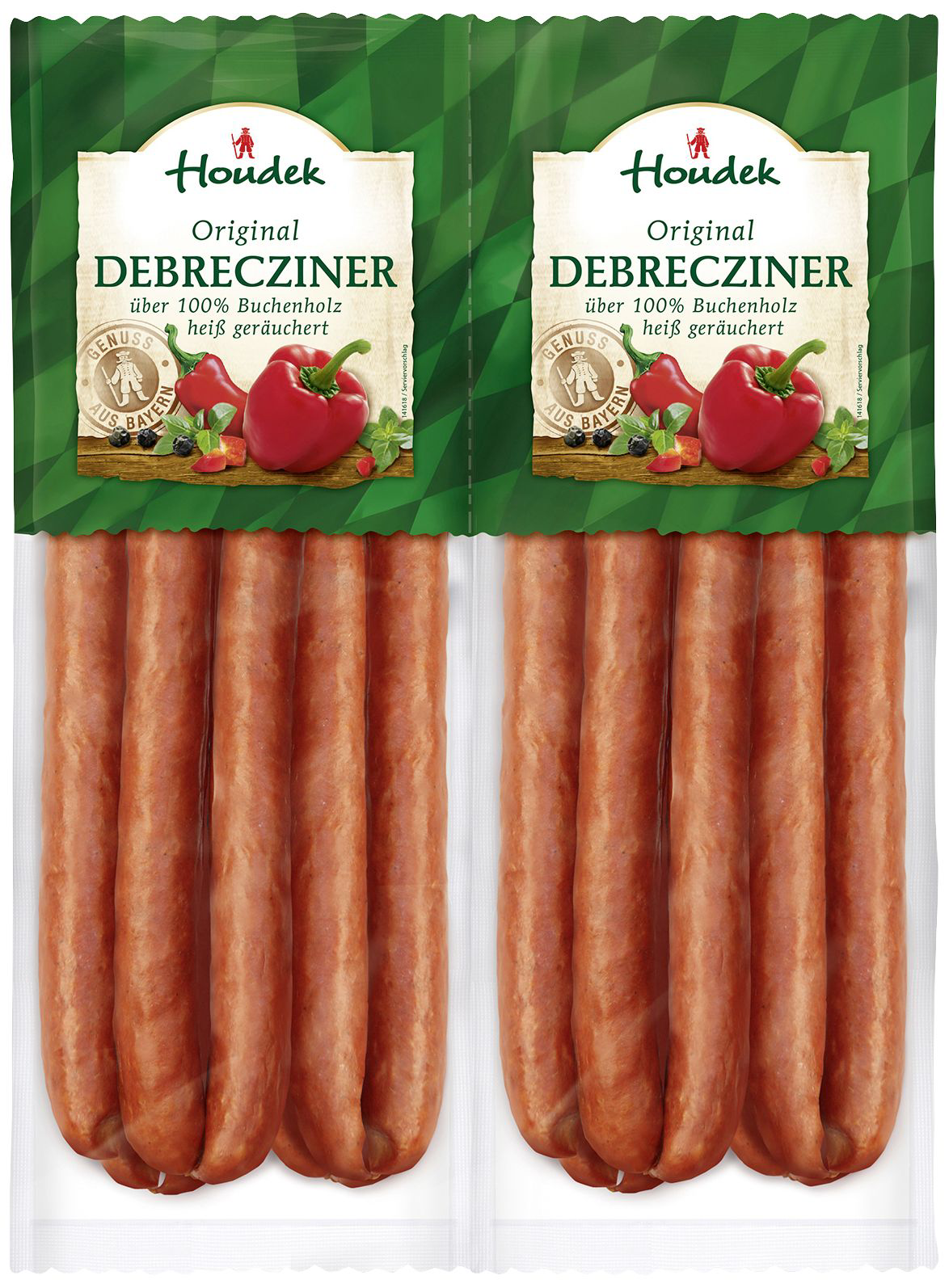 Houdek Debrecziner geräucherte Brühwurst aus Rind- und Schweinefleisch, pikant 700 g Packung