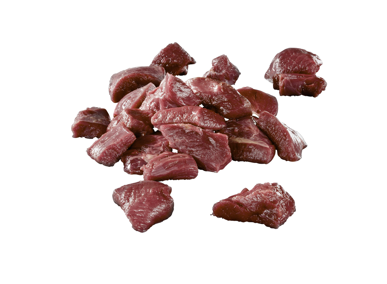 Hirschgulasch tiefgefroren, aus der Schulter, Gastro-Zuschnitt, aus Neuseeland, vak.-verpackt ca. 2,5 kg Packung