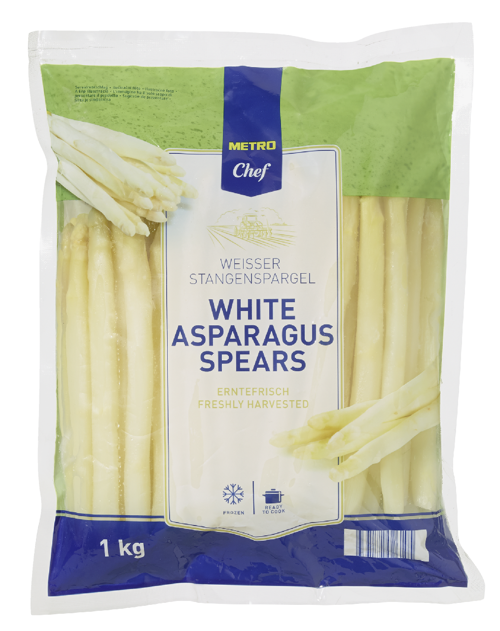 METRO Chef Weißer Stangenspargel 12/15 mm tiefgefroren - 1 kg Beutel