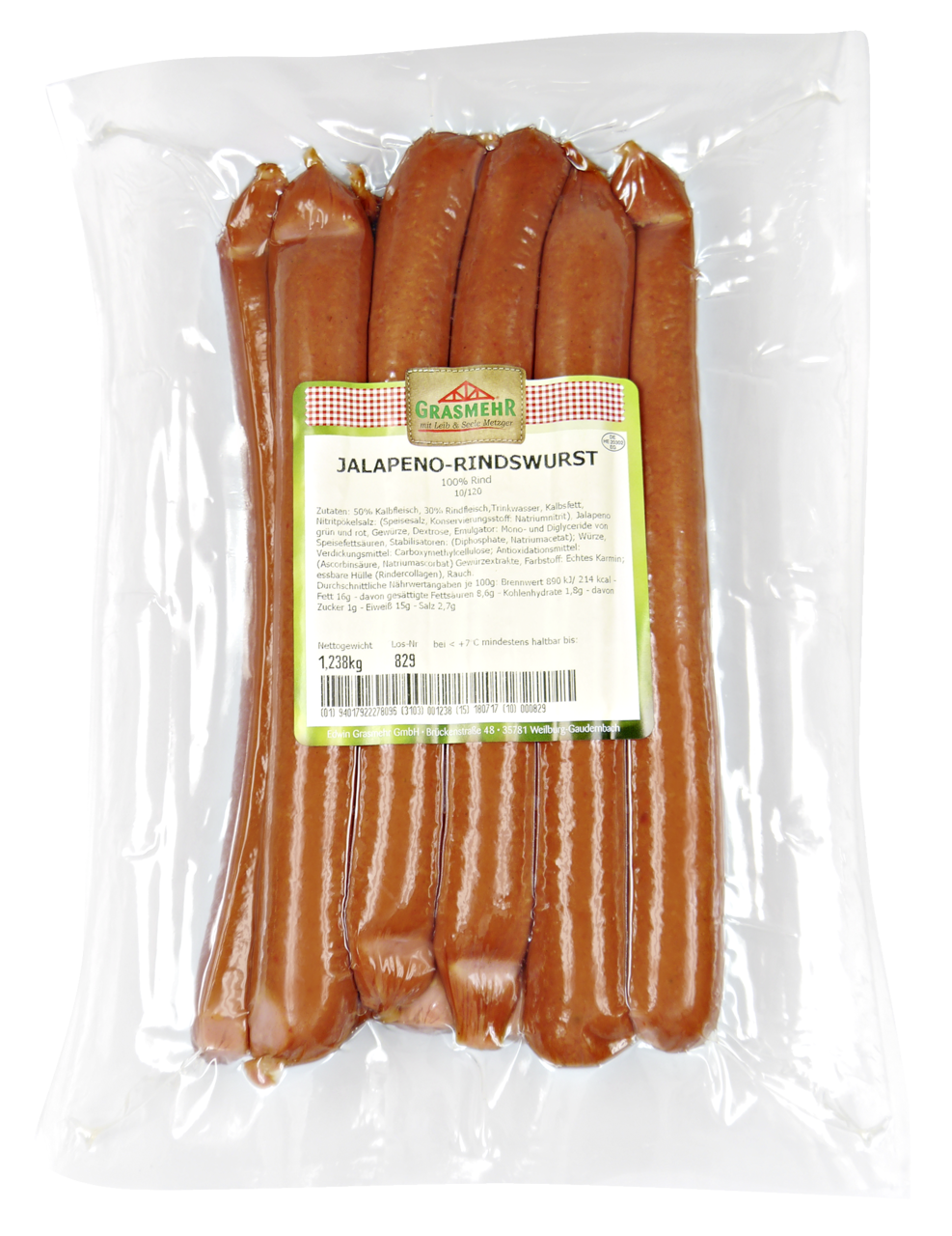 Grasmehr Jalapeno Rinderwurst - 1 kg