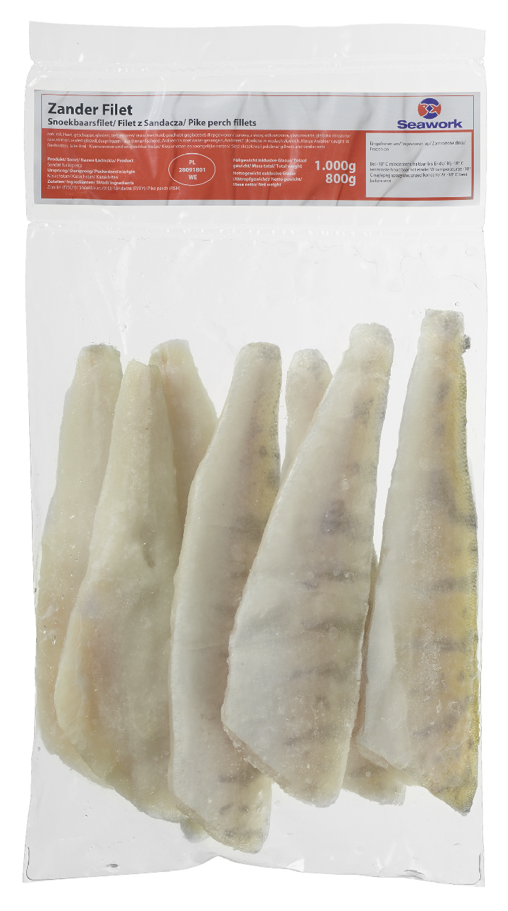 Seawork Zanderfilet mit Haut tiefgefroren ca. 5 Stück à 170 - 230 g - 1 kg Beutel