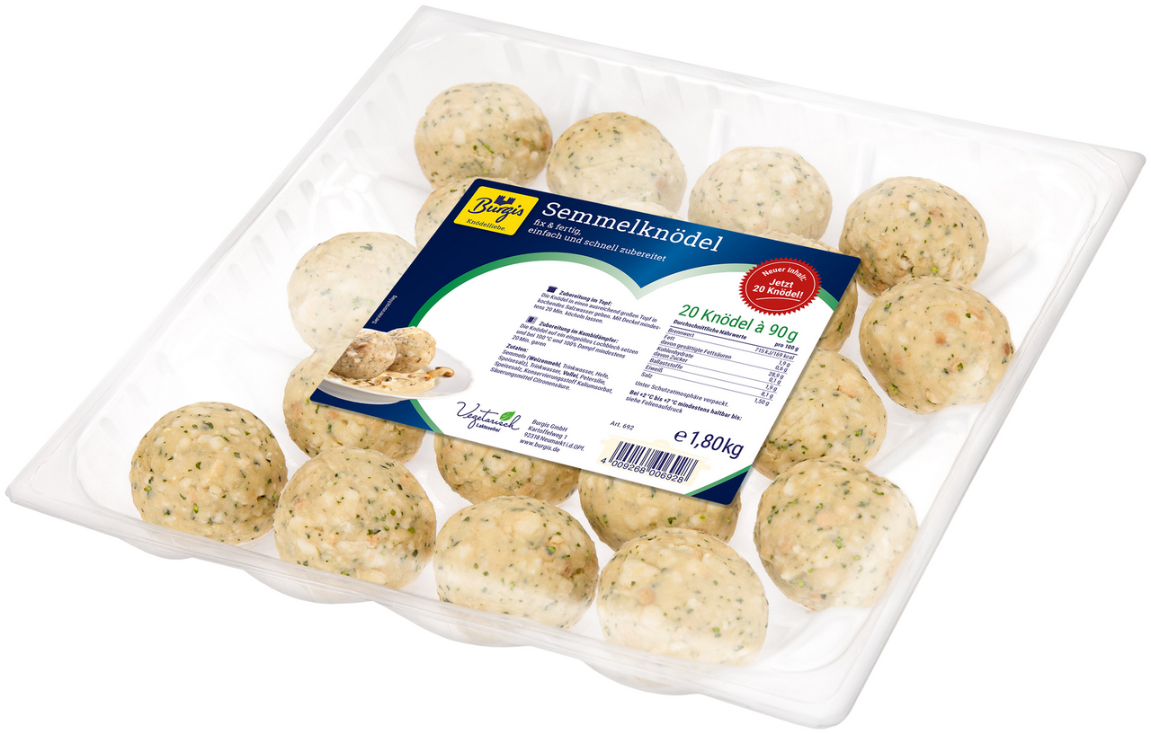 Burgis Geformte Semmelknödel 20 Stück à 90 g - 1,8 kg Packung