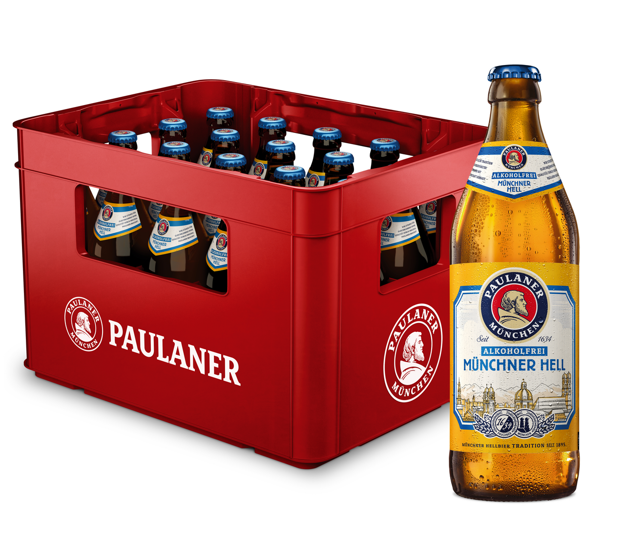 Paulaner Münchner Hell Alkoholfrei Mehrweg - 20 x 500 ml Kasten